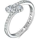 ONEFINITY Sister Gifts Rings 925 Sterling Silver Always My Sister Forever My Friend Rings Birthday Jewelry Friendship Gifts