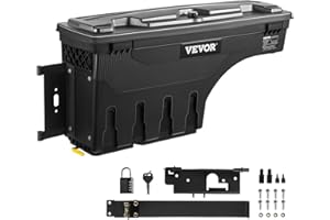 VEVOR Truck Bed Storage Box, Swing Case Fits Dodge Ram 1500 2019-2021, Driver Side, Lockable Wheel Well Tool Box with Password Padlock, Waterproof and Durable ABS Tool Box