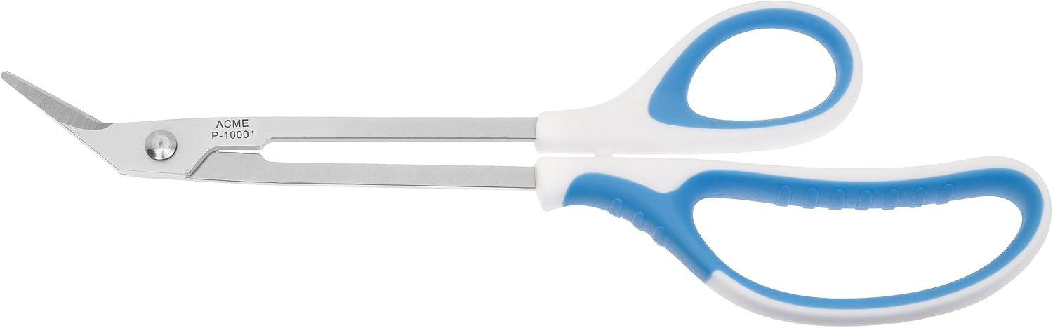First Aid Only Toenail Scissors with Extra Long Handle, Special Stainless Steel, Angled Blade, 21 cm, White/Blue, P-100011 Units