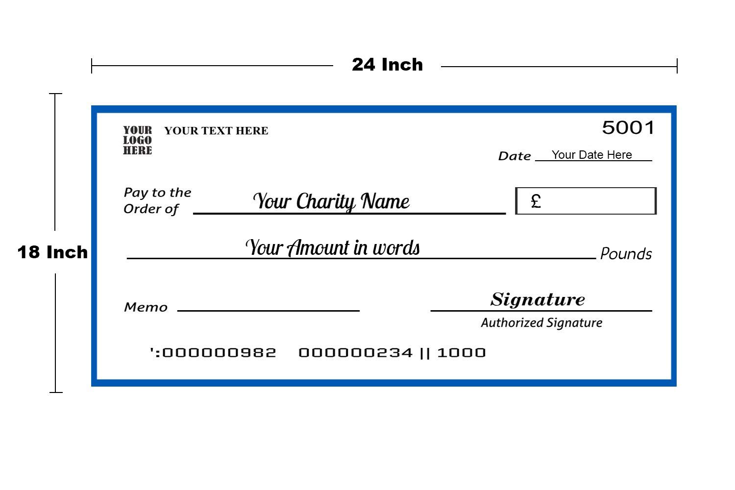 Template F Custom Giant Fake Cheque Gag Gifts Big Oversized