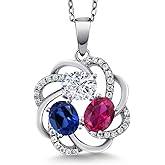 Customized Personalized Women's Necklace with 3 Gemstone Birthstone | 925 Silver Jewelry for Mom Wife Grandma Sister Friend | 18 Inch Chain | Anniversary Birthday Mother’s Day Christmas Valentine's