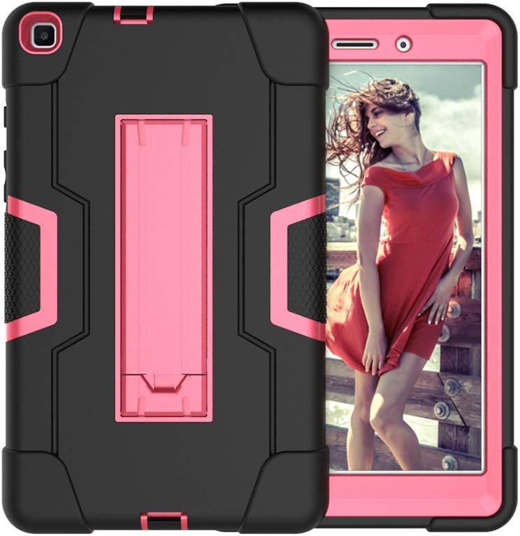 Cherrry for Galaxy Tab A 8.0 (2019) SM-T290 Case,Heavy Duty Rugged Hybrid Full-Body Shockproof Build in Kickstand Protective Case for Samsung Galaxy Tab A 8.0 (2019) SM-T290/T295 (Black/Pink)