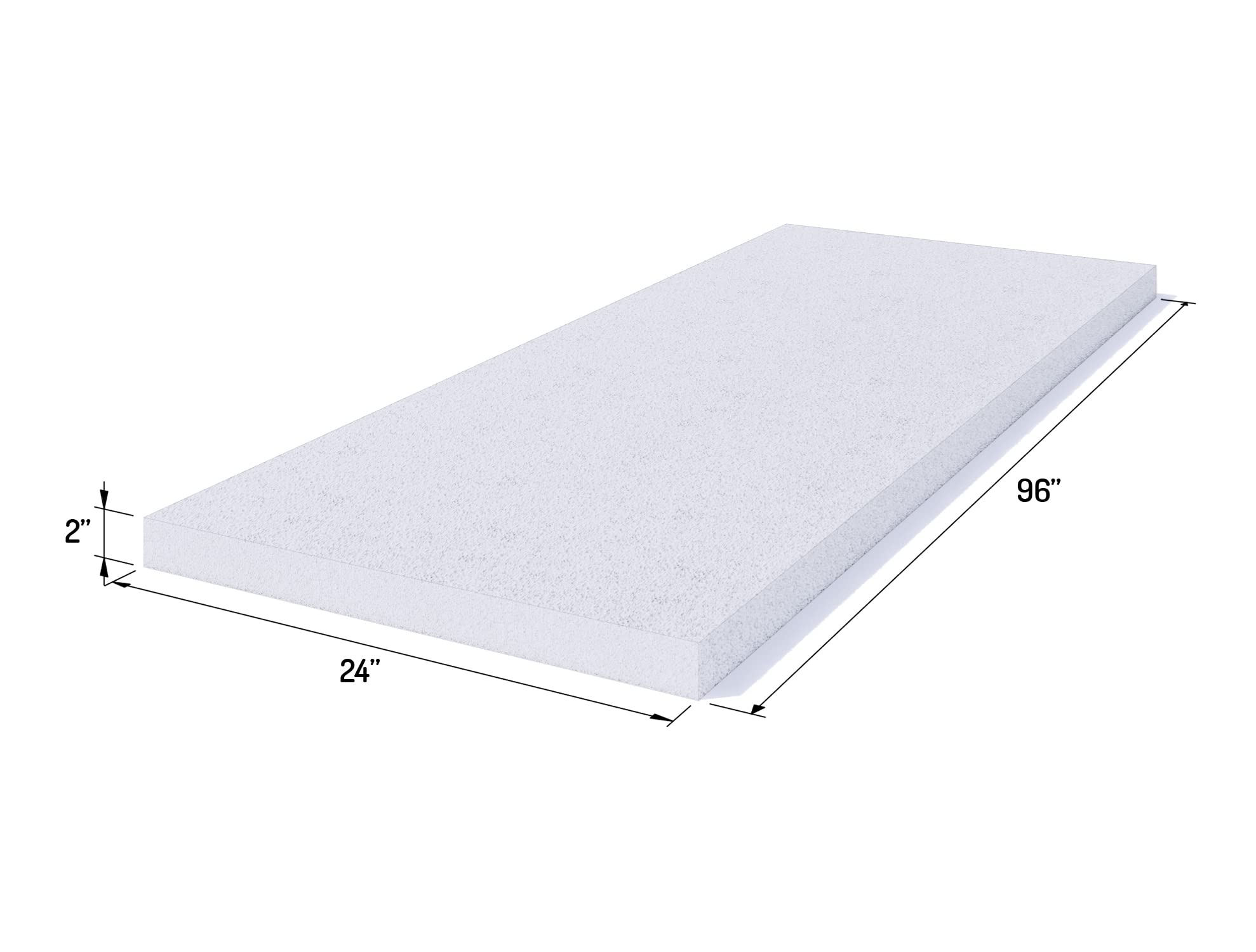 Foamy Foam High Density 2 inch Thick, 24 inch Wide, 96 inch Long Upholstery Foam, Cushion Replacement