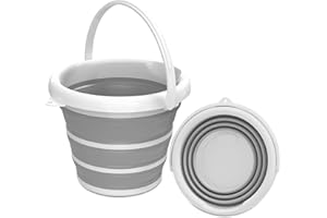 GOLDFOX Collapsible Bucket with Handle - 10L (2.6 Gallon) Portable Water Bucket for Car Wash Household Cleaning, Multiuse Folding Bucket for Outdoor Garden Camping Fishing Car Wash Space Saving- Grey