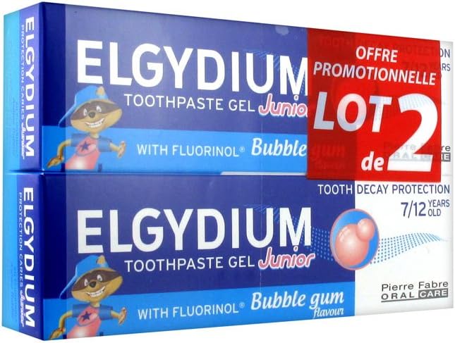 Elgydium Toothpaste Gel Junior Decay Protection 7/12 Years Old Bubble Aroma 2 x 50ml, 50 ml (Pack of 2)