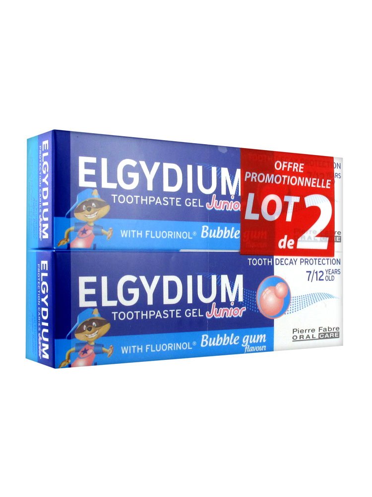 Elgydium Toothpaste Gel Junior Decay Protection 7/12 Years Old Bubble Aroma 2 x 50ml