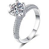 Brillique 14K Gold Diamond Women‘s Engagement Rings with 1/1.5/2 Carat Round Shape Diamond,Wedding bands(VVS1 D-Color)