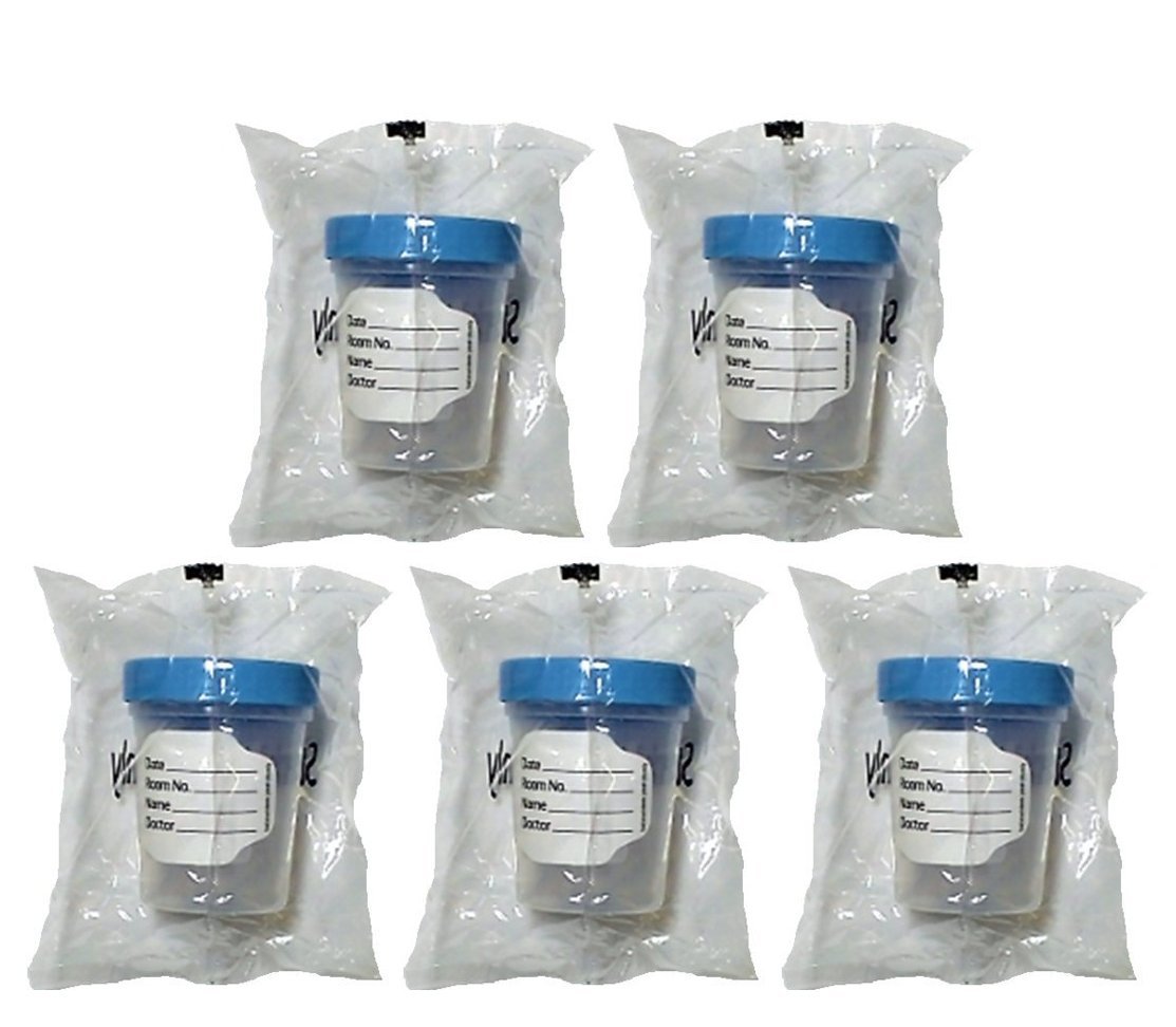 5 Pack of 4oz Sterile Specimen Cups with Leak Proof Screw On Lids