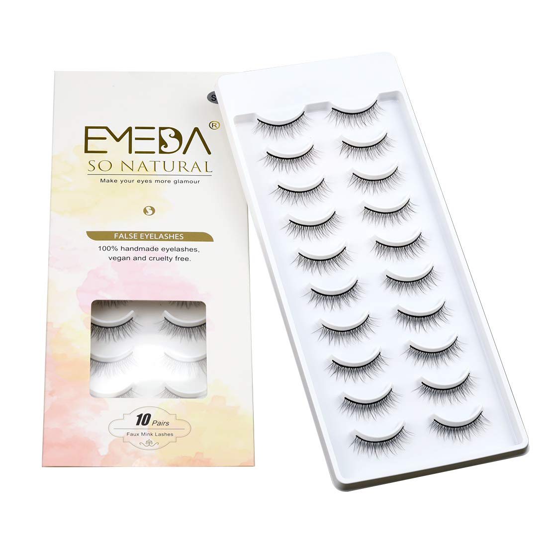 EMEDA False Eyelashes Natural Look 3D Short and Soft Fake Eyelashes Faux m ink Lashes Fluffy And Wispy Eye Lashes 10 Pairs 100% Handmade Fake Lashes 1 Pack (SA3)