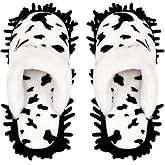 Frjjthchy Microfiber Floor Mop Slippers House Dust Cleaning Tool Detachable Washable Shoes for Kitchen House Cleaning (Women 8.5-9/Men 11-11.5, Cow pattern)