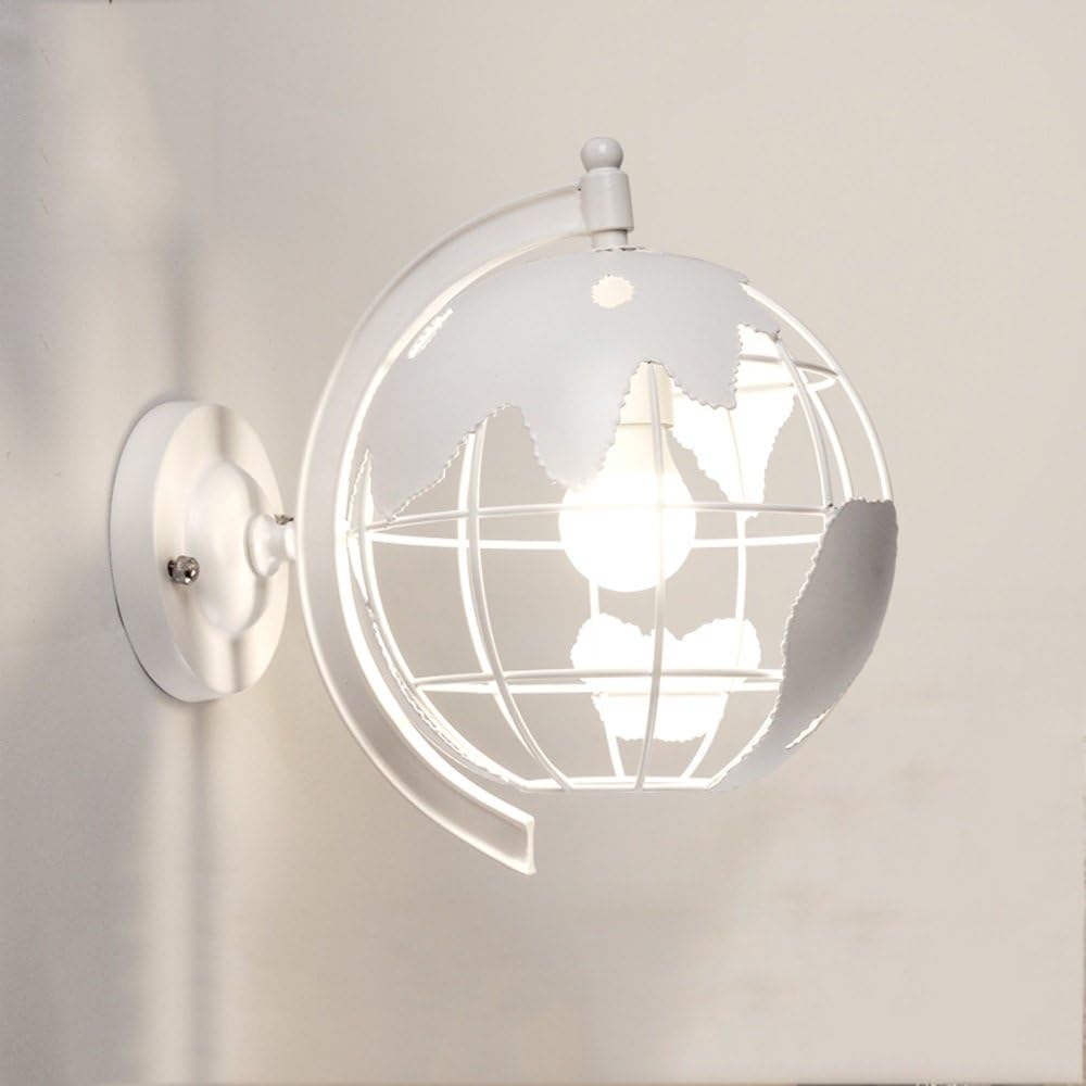 Nordic Creative Globe Wallpapers Individuality Simple Simple Iron Living Room Aisle Balconies Bedrooms Single Head Wall Light ( Color : White )