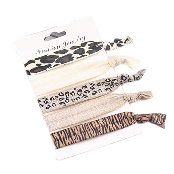 Amazon Com Yousike 5pcs Set Bohemian Leopard Print Hair Ties