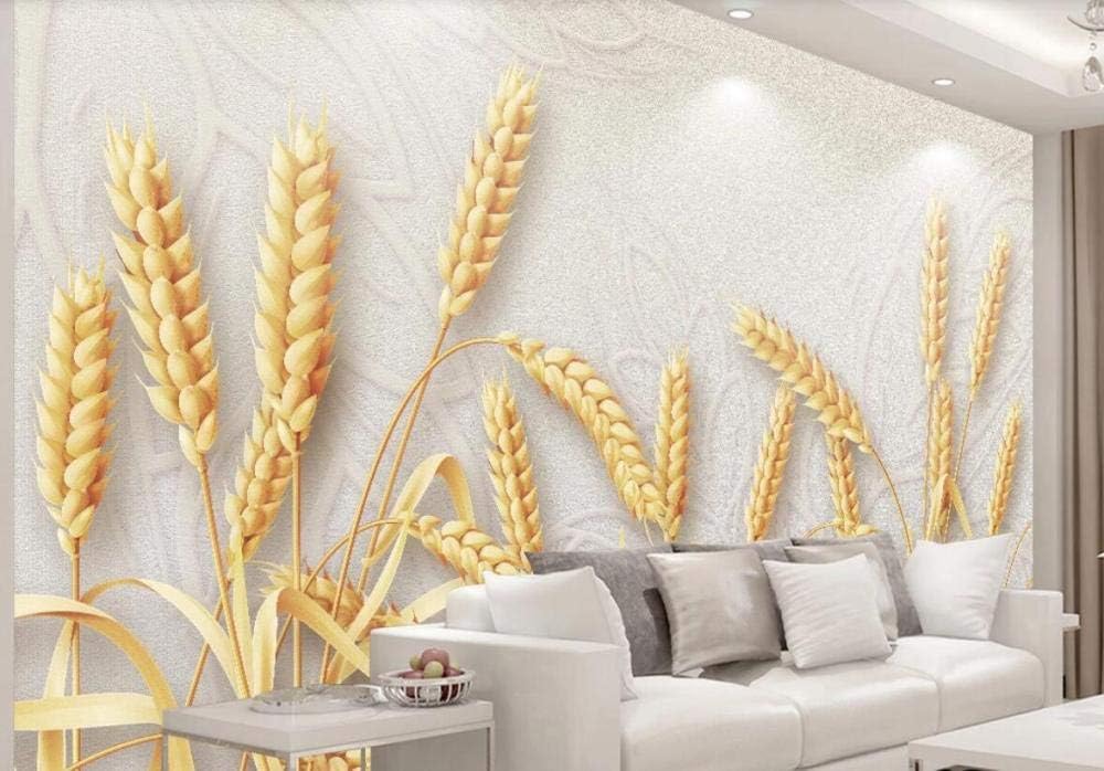 Papel Pintado 3D Espigas De Trigo Dorado Fresco Simple Y Moderno