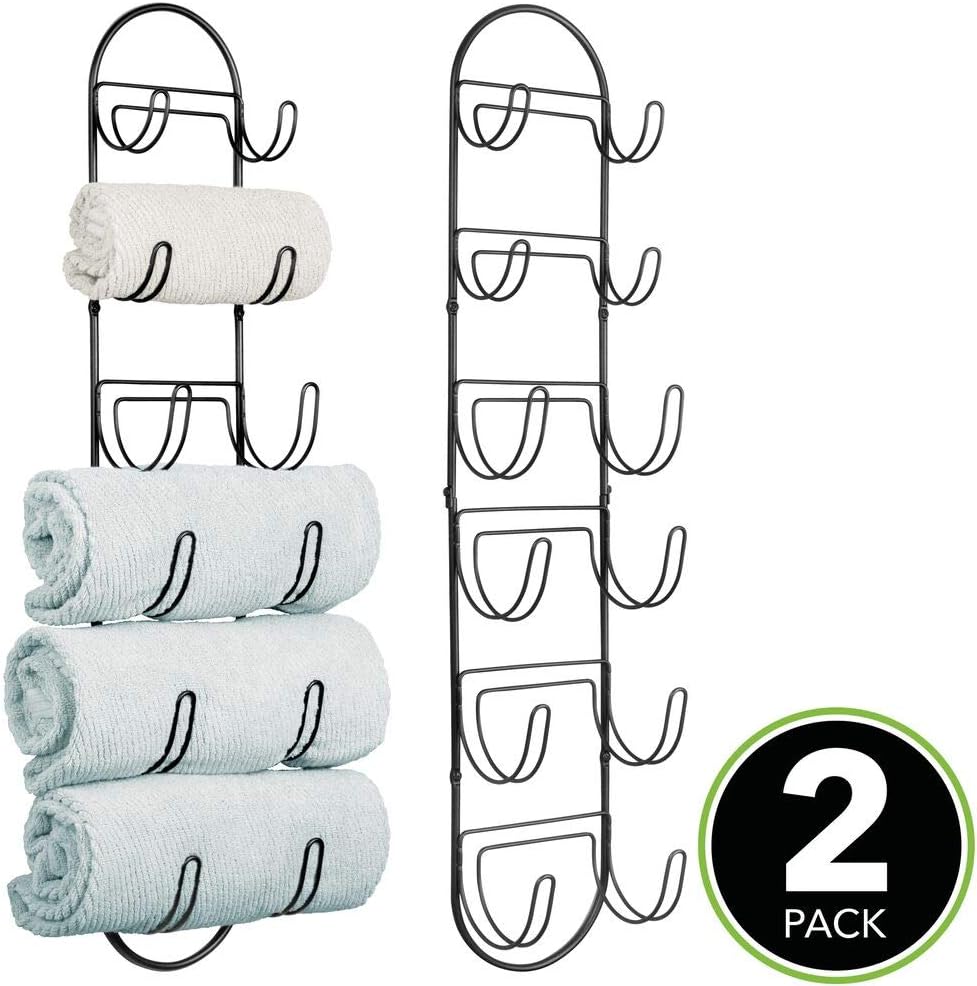 mDesign Juego de 2 toalleros de baño para montaje en pared ...