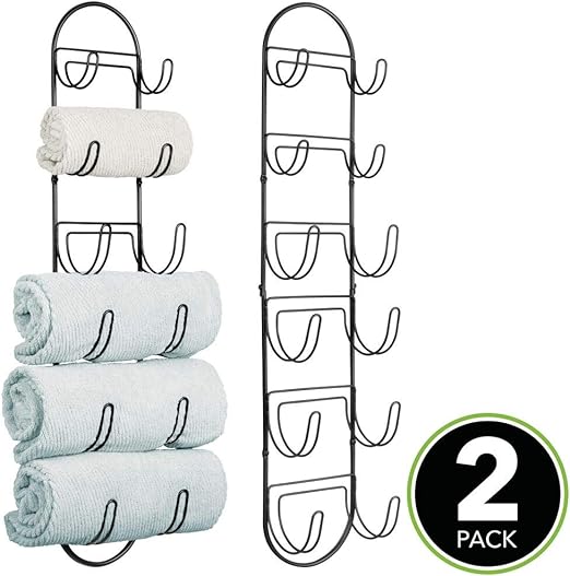 mDesign Juego de 2 toalleros de baño para montaje en pared ...