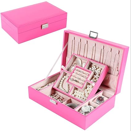 Qingmu Caja de joyería Gran Capacidad Mano de casa Caja de ...