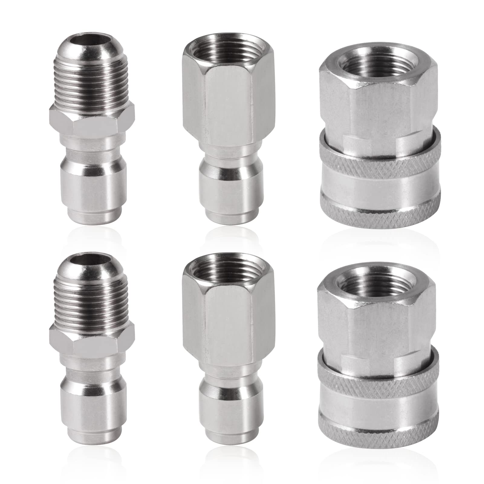 SPEEDWOX 3/8-Inch Stainless Steel Quick Connect Pressure Washer Male and Female Hose Adapter Set NPT Tool Daily Pressure Washer Connect Plug, 5000 PSI, 6-Pack