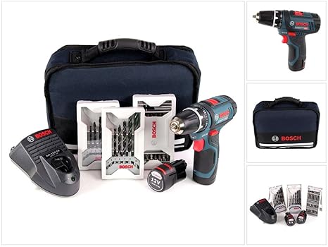 Bosch Professional Akkubohrschrauber-Set GSR 12v-15 12V 39-teiliges Zubehörset, 2x Akku (1,5 Ah)