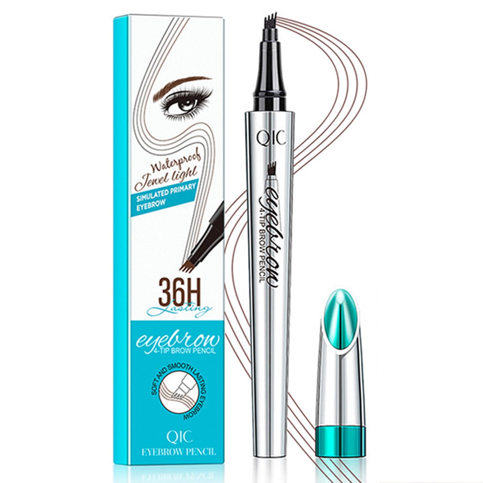 RZJZGZ Eyebrow Pencil, Eyebrows Pen with 4 Micro-Fork Tip Long-lasting Waterproof Eyebrow Pen and Smudgeproof Brow Pen, Natural Magic Eyebrow Pencil (Light Brown)