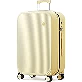 mixi 26 Inch Large Checked Luggage PC Hardshell Suitcases with Wheels for Travel Woman Men, Lark Yellow
