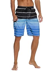 unitop Men's Swim Trunks Summer Quick Dry Striped