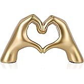 DOVDOV Heart Shaped Hand Statue, Gold Home Decor Accents for Living Room Coffee Table TV Cabinet Bookshelf Office entryway Desktop Shelf Small Sculpture Home Decor.