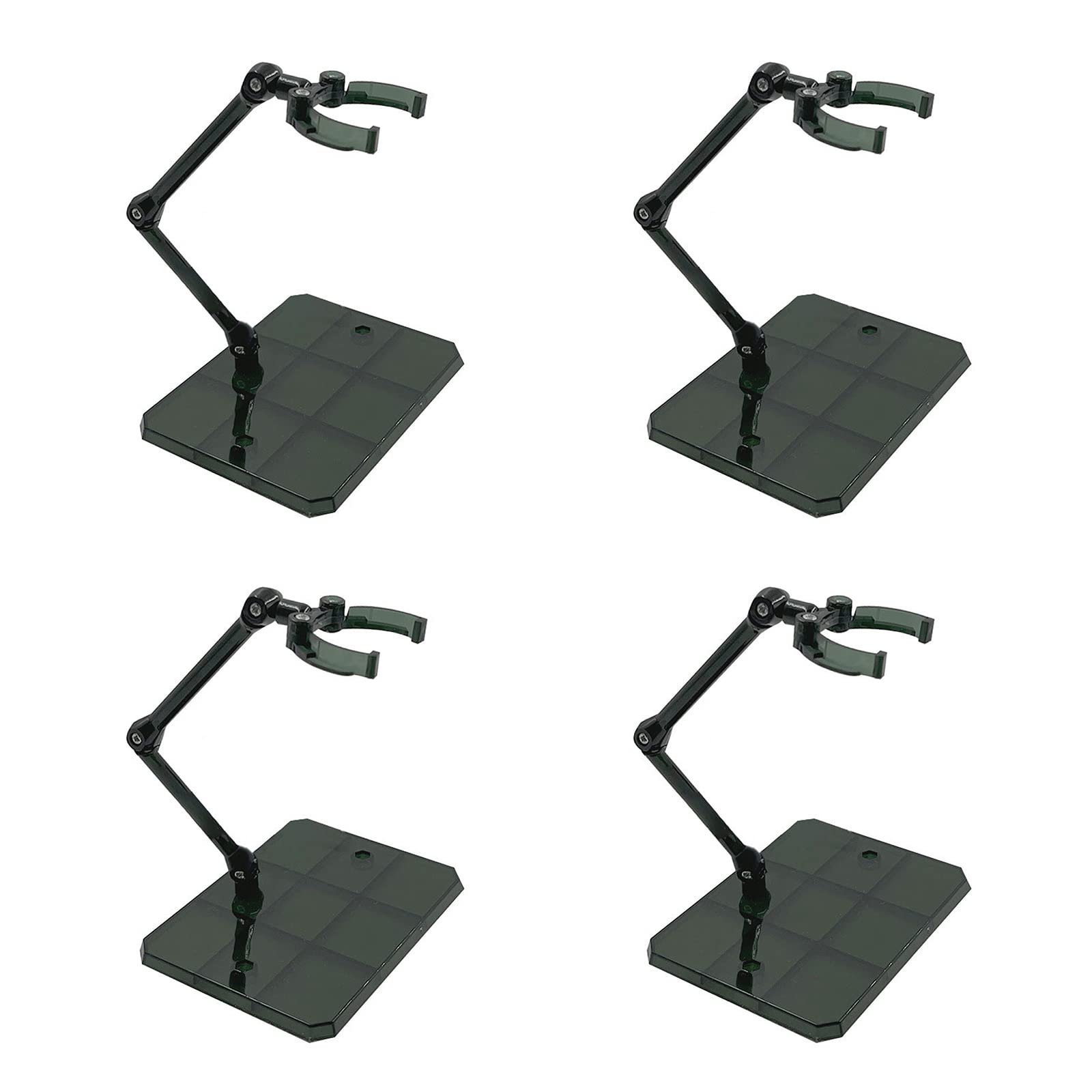 Larcele 4Pcs Action Figure Stand, Assembly Action Figure Display Holder Base Adjustable Clear Model Support Stand for 6-7 inch Action Figures SBZJ-01 (Transparent Black)
