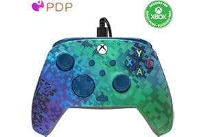 PDP Gaming REMATCH Enhanced Wired Gaming Controller: Licensed Xbox Series X|S Gamepad, Xbox One, PC, Mappable Back Buttons, Customizable Triggers, Audio Control, Companion App: Glitch Green/Blue