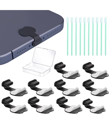 AFCJLTO Set Da 6 Tappi Antipolvere Per USB Type-C – 3 Colori (Nero, Trasparente, Fluorescente) Con Nastro Adesivo, Protezione Per Porta Di Ricarica