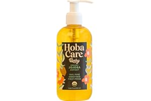 HobaCare Organic Jojoba Baby Oil with Pump Dispenser – 100% Pure Natural Unrefined Unscented Hexane Free Cold Pressed Jojoba Oil for Baby Hair, Infant Skin, Scalp Moisturizing (8.45 oz)
