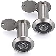 Sumnacon Safety Door Viewer,Solid Brass 220-degree Door Viewer/Peephole with Heavy Duty Rotating Privacy Cover for 1-3/8" to 2-1/6" Doors, Durable Door Viewer for Home Office Hotel (2 Pcs Silver)