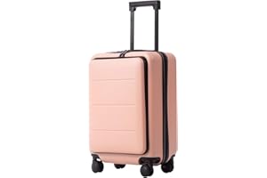 Coolife Luggage Suitcase Piece Carry On ABS+PC Spinner Trolley with pocket Compartmnet(Sakura pink, 20in(carry on))