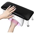 Nail Arm Rest for Acrylic Nails, Microfiber Leather Nail Hand Rest Cushion for Nails, Soft Hand Pillow Footstool with 4 Stainless Steel Stands Thick Sponge Nail Pillow for Nail Tech Use (Black)