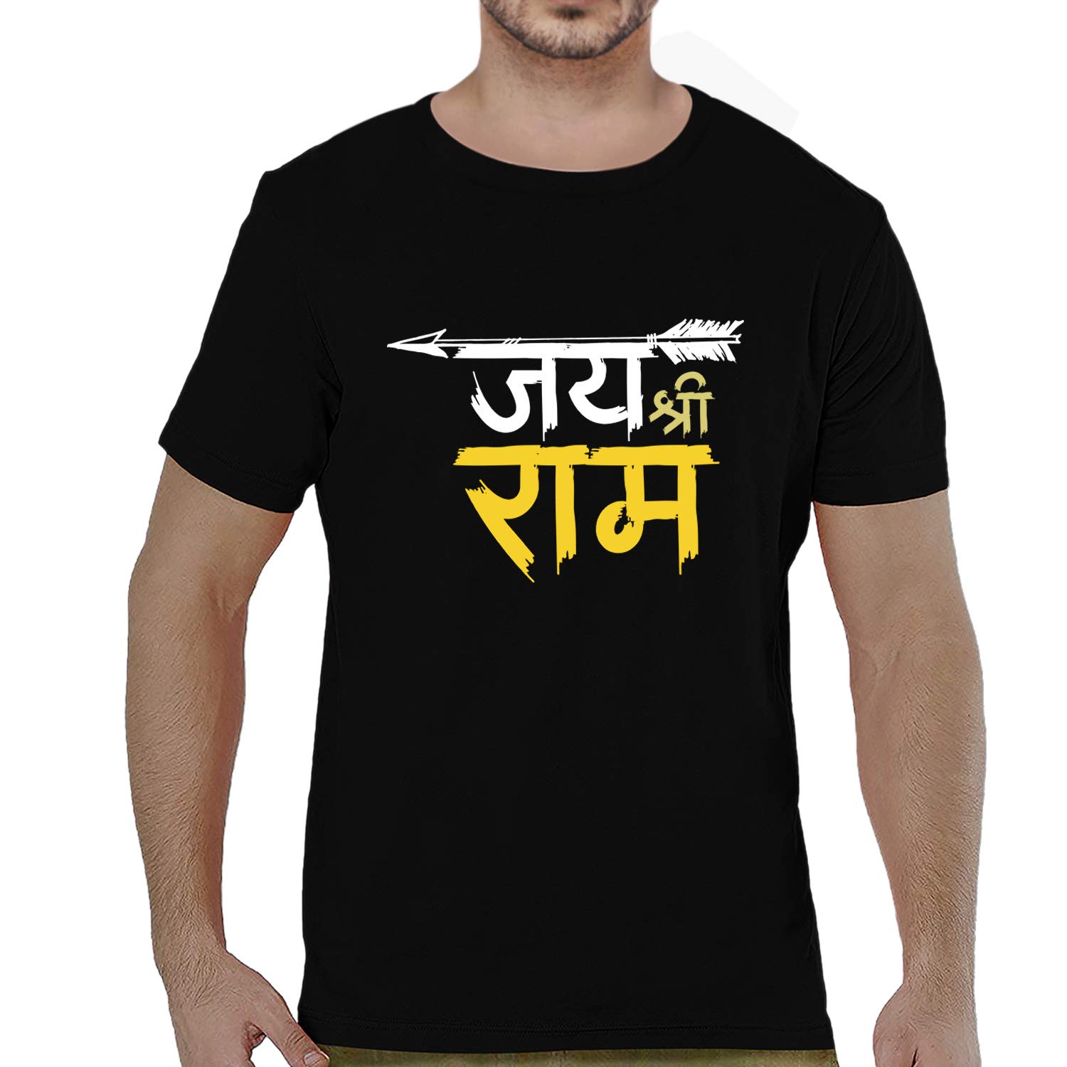 Buy Pooplu Mens Jai Shree Ram Text Cotton Printed Round Neck Half