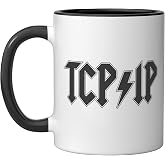 Funny Network Engineer Cybersecurity IT Support TCP IP Coder Ceramic Mug, Black/White