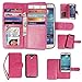 Xhorizon Leather Folio Case with Wristlet Lanyard, Card Slots and Magnetic Closure for Samsung Galaxy S4 (I9500) - Rose Red