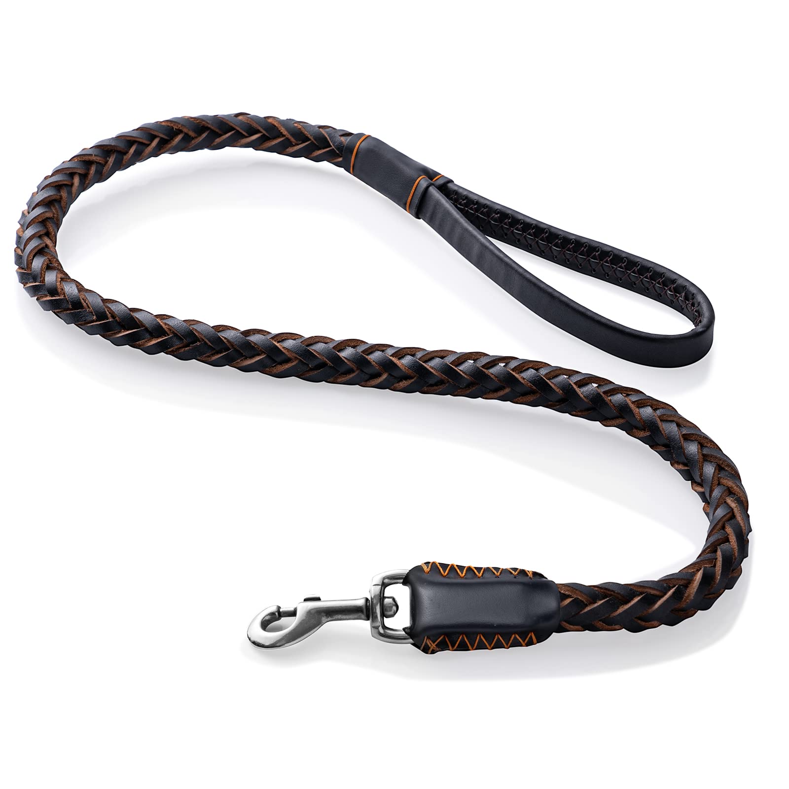 Photo 1 of FOVRLZSE Leather Dog Leash,Durable Cowhide Braided Dog Training Leash for Large and Medium Dogs?3.7ft?
