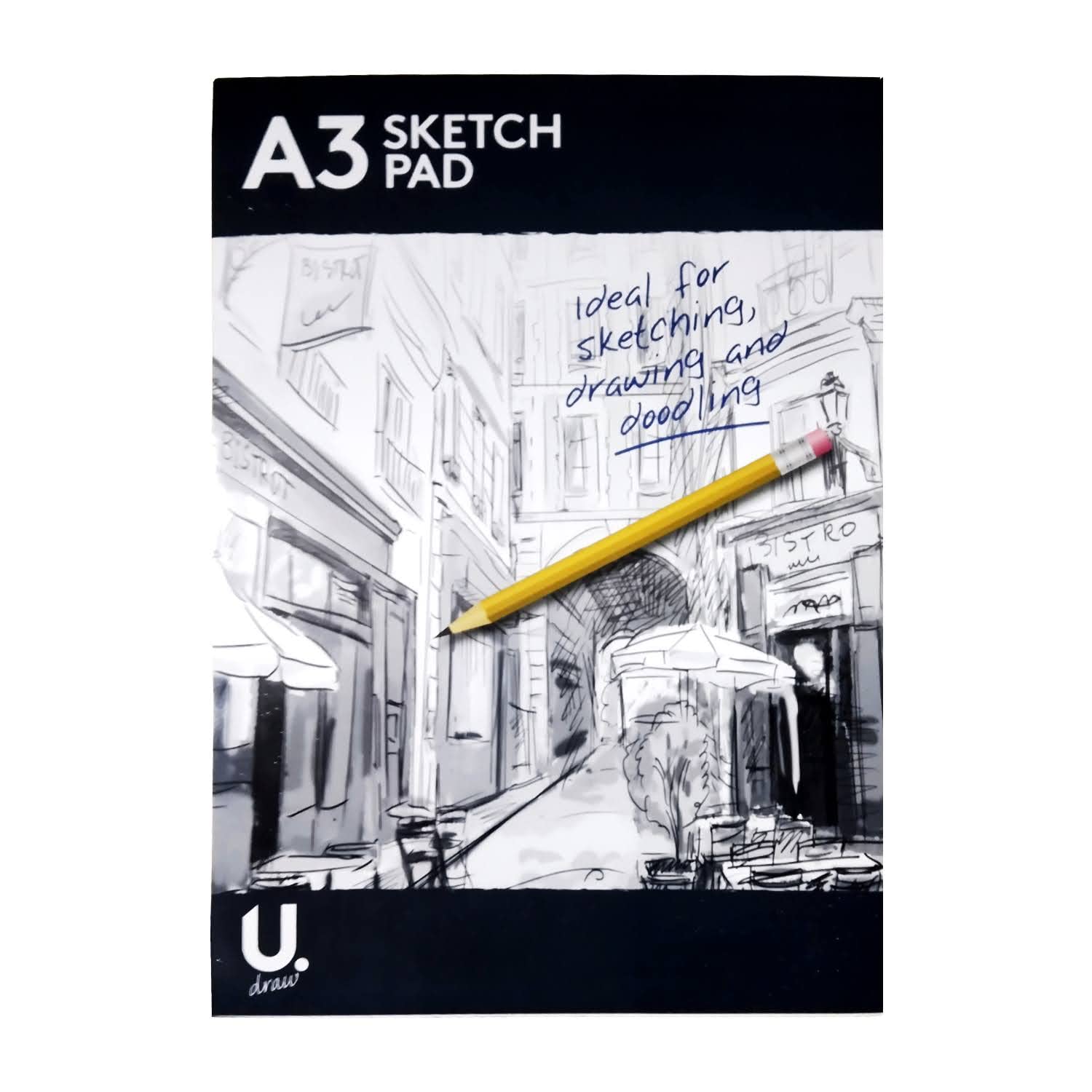 Sketch Book A3 Drawing Pad for Kids with 25 Sheets White Art Paper, Easy Doodle Pad for Drawing, Colouring & Creative Fun with Strong Back Card Cover