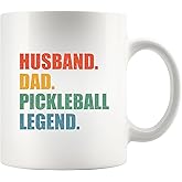 Husband Dad Pickleball Legend Pickleball Gifts from Wife Daughter Son Granddaughter Grandson Fathers Day Anniversary Novelty Drinkware Ceramic Mug 11 oz White 11 oz
