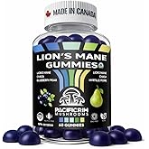 Pacific Rim Mushrooms Lion’s Mane + Chaga Performance Gummies – Natural Blueberry & Pear Flavor | Focus & Immune Support | 60