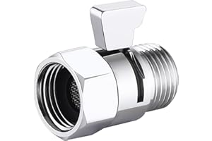 Carvedexquisitely Shower Head Brass shut off Valve,Water Flow Control Valve for shower head,Water Pressure Regulator G1/2，Chrome