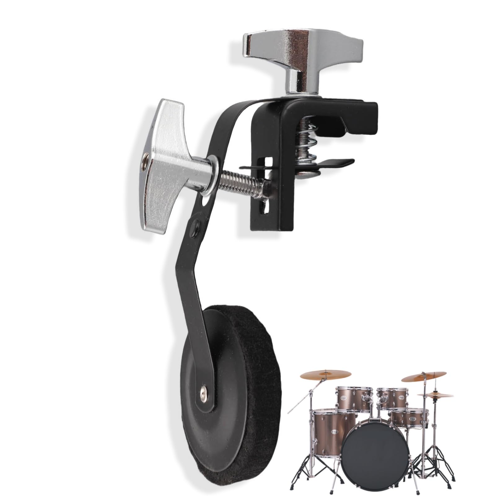 Clamp On Drum Control Muffler, Metal Drums Damper Mute Silencer Clamp on Drum Damper Felt Drums Kit Silencer Muffler Internal Tone Control System for Snares DrumMusical Parts