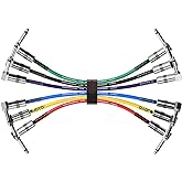 JOYO Guitar Patch Cables 7.8 Inch Professional Bass Guitar Effect Pedal Patch Cords 1/4 Inch (CM-11, 6 Pack)