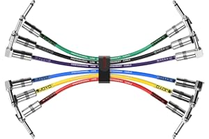 JOYO Guitar Patch Cables 7.8 Inch Professional Bass Guitar Effect Pedal Patch Cords 1/4 Inch (CM-11, 6 Pack)
