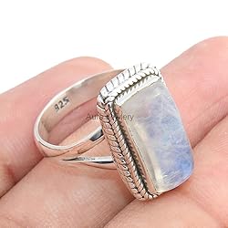 Solid 925 Sterling Silver Ring For Women, Moonstone