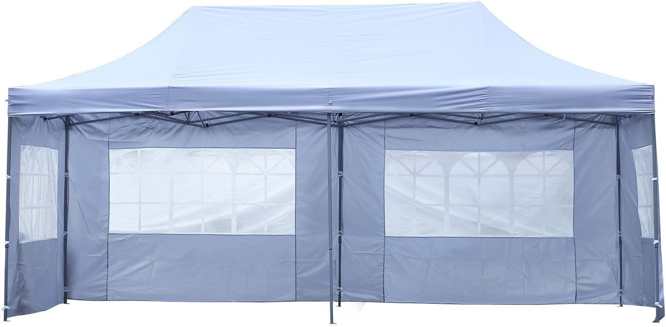 HYD-Parts Outdoor 10x20 Feet Pop up Canopy Tent Gazebo for Party Wedding Gazebo Tent with Four sidewalls and Roller Bags
