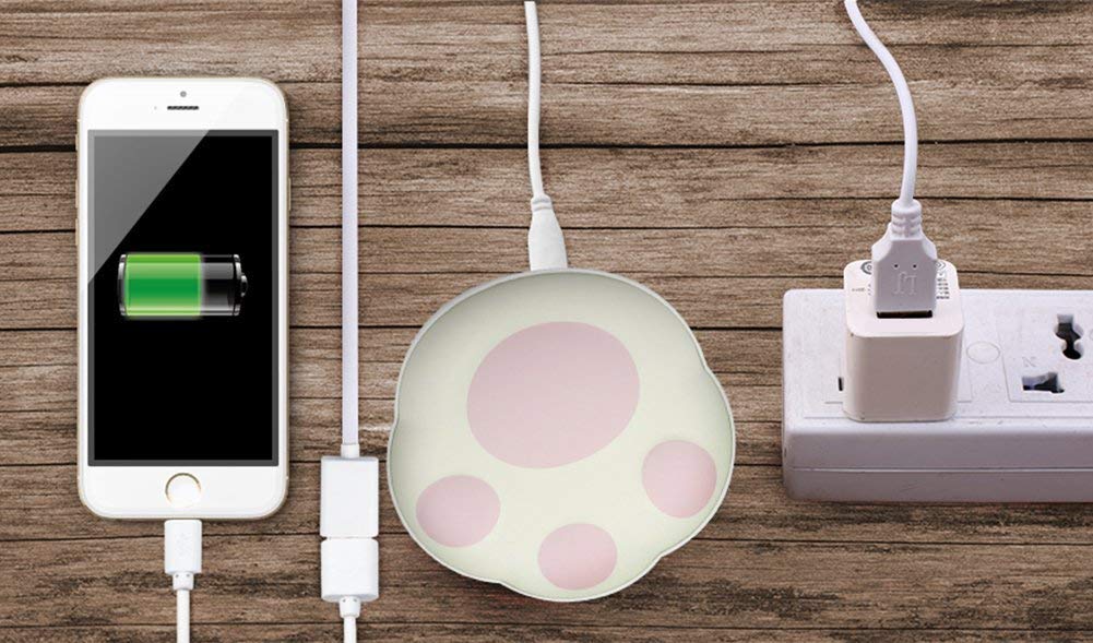 RioRand Scaldamani riutilizzabili USB Power Bank Batteria Portatile 5000 mAh 2 in 1 con Sacchetto di Velluto Migliore Regalo per Donne, Bambini (Rosa)