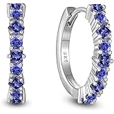 Vinoya Birthstone Huggie Hoop Earrings for Women 925 Sterling Silver White/Yellow Gold Plated Small Hoop Earrings Everyday Jewelry Gift for Her