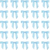 7Rainbows 50pcs Boutique 1.5" Light Blue Satin Ribbon Mini Bows for Craft Sewing Scrapbooking Wedding and Gift Wrapping
