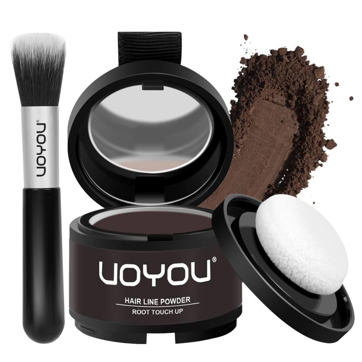 Root Touch Up Powder Instantly Conceals Hair Loss, Gray Root Cover Up Water & Sweat Resistant for Thinning Hair Men & Women, Includes Brush - Medium Brown